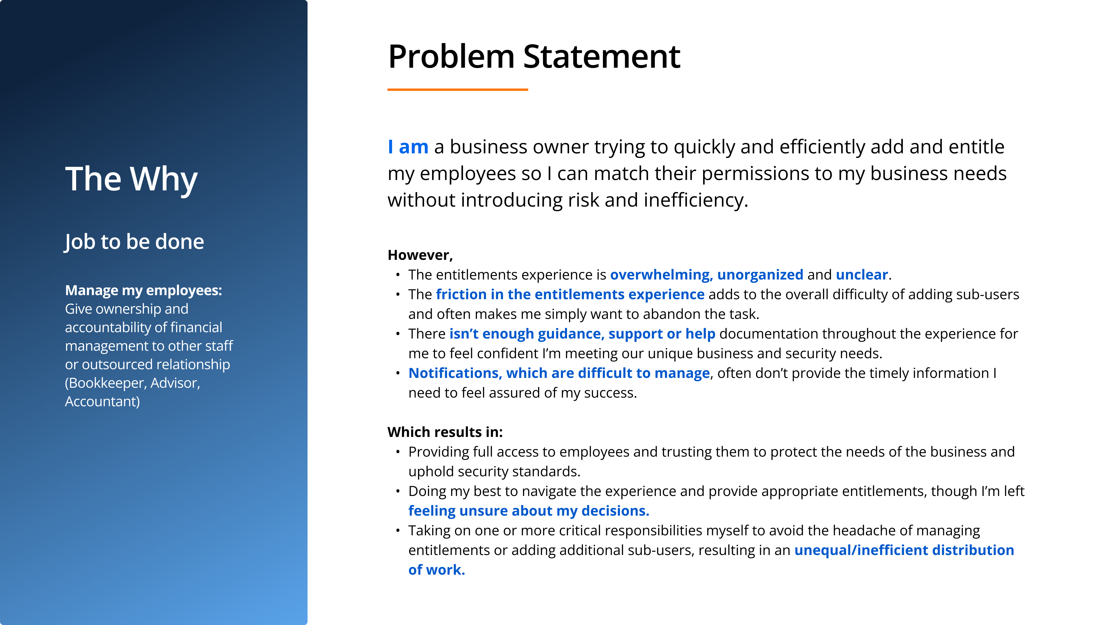 ASM problem statement — JTBD, problem definition, root causes, and cost
